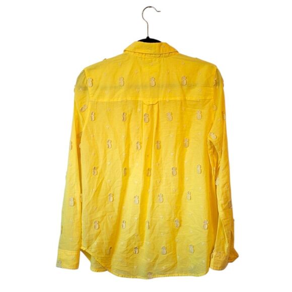 Maeve Women's Bright Yellow Pineapple Button Down Shirt Size US 8 - Picture 2 of 7